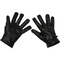 MFH Lederhandschuhe Western-Fingerhandschuhe, schwarz, Leder, Bandzug, gef. - L