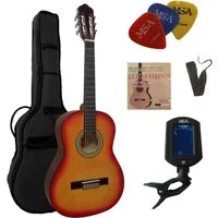 MSA Konzertgitarre C, 3/4 Konzertgitarre im Set, Classic, Nylonsaiten, Tasche, Band, Saiten, 3xPik, Stimmgerät, Lindenholz