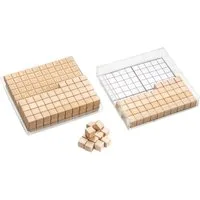 Wissner® aktiv lernen Lernspielzeug Hunderterkastensatz naturfarben 10 x 10 cm (29 Teile), RE-Wood®, RE-Plastic®