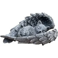 Stone and Style Gartenfigur Frostfeste Steinfigur Grabschmuck Katze im Flügel