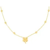 Stella-Jewellery Collier 585er Gelbgold Collierkette mit Kleeblatt & Kugeln (Collierkette Kleeblatt und mit diam. Kugeln, inkl. Etui), Kleeblatt mit diam. Kugeln