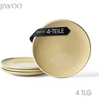 JIWOO Speiseteller 4er Ø21,8cm, Frühstücksteller Pastateller Teller Brotteller Plate, (4 St), Hochwertiges Tellerset Braun Mikrowellenofen Spülmaschine Ø 21,8cm