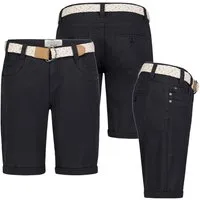 SUBLEVEL Bermudas Damen Short Bermuda kurze Hose Sommer Chino Short Stoff Hose Gürtel