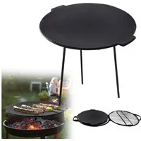 FIVMEN Grillplatte Gusseisen Grillpfanne Dutch Oven mit 3 Beinen Grilltisch Grill, Ø45 cm, für Oudoor & Indoor