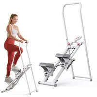 MERACH Stepper 2025 Neues Stair Stepper für Heimtraining, Rehabilitation (Tragbarer Crosstrainer Stepper klappbar mit 3 Widerstandsstufen, mit LCD-Schirm & verstellbare Lenker & Rutschfeste Pedale), Vertical Climber Maschine für Ganzkörper-Workout