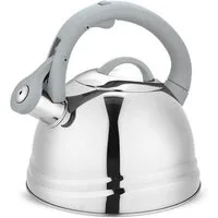 Maestro Wasserkocher MR-1304, Klassischer Herdkessel 2,5L Wasserkessel Silber/Grau