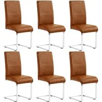 Yaheetech Esszimmerstuhl 2/4/6-er Küchenstuhl (6 St), Schwinger Polsterstuhl mit Ergonomischer Rückenlehne & Metallbeine