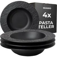 MiaMio Suppenteller Oasis, Schwarz, (4 St), 650 ml, Ø 26,3 cm, mikrowellen- und spülmaschinengeeignet