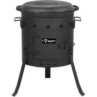 BBQ-Toro Feuerstelle Gusseisen Kazan 12,1L mit Kazan Ofen Ø 35 cm, Gusstopf mit Deckel, (Set, 2-St., Gusseisen Kazan mit Kazan Ofen Ø 35 cm), Praktisches Set aus Kazan und Kazan Ofen
