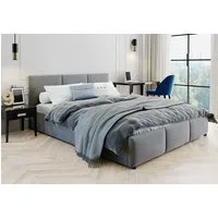 Home Collective Polsterbett Bett 140x200/160x200 Doppelbett Bettgestell mit Lattenrost & Stauraum, modern, hydraulischer Bettkasten, weich gepolstert in dunkelgrau Samt
