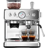 COWSAR Espressomaschine mit Mahlwerk & Milchaufschäumer – 15 Bar Pumpendruck, 30 Mahlgrade, Schnellaufheizung, 2,8L Wassertank, Für Espresso, Cappuccino