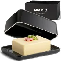 MiaMio Butterdose mit Deckel, Schwarz, Keramik, (Set, 2-tlg., Unterteil und Deckel), spülmaschinenfest