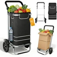 FIVMEN Einkaufstrolley 56L Trolley Einkaufswagen mit Extra Großen Rädern, 3 in 1 Treppensteiger Trolley mit Wasserdichter Tasche und Kühlfach