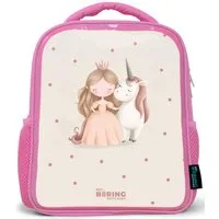 NoBoringSuitcases.com© Rucksack Rosa - Prinzessin und ein Einhorn in Pastellfarben, Kinderrucksack, Schulrucksack, Freizeitrucksack, Mädchen, Kindergarten