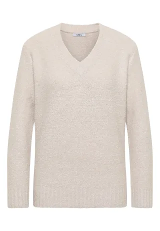 CECIL - Bouclé V-Neck Pullover - Gr. - S