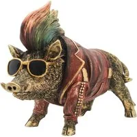 Kaufhaus le petit Tierfigur Deko Schwein Wildschwein Keiler Tier Figur Skulptur Objekt Sau Eber, Ferkel Dekofigur Dekoskulptur Dekoobjekt aus Polyresin (Kunststein)