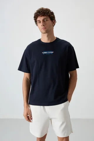 Übergrößes bedrucktes Baumwollmisch-T-Shirt
