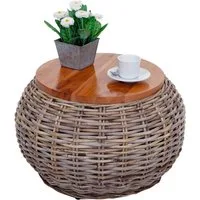 MCW Beistelltisch MCW-M30, Echtes Kubu Rattan