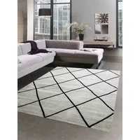Carpetia Teppich Wohnzimmerteppich Rautenmuster grau schwarz pflegeleicht, rechteckig, Höhe: 8 mm