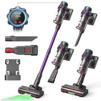 lubluelu Akku-Hand-und Stielstaubsauger Akkustaubsauger Akku Handstaubsauger 50000pa, 550 W, beutellos, LED Green Dusting Beleuchtung / Anti-Verwicklungs-Bürste