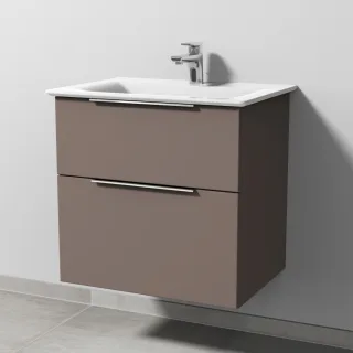 Sanipa 3way Waschtischunterbau zu Ideal Standard Connect Air Waschtisch mit 2 Auszügen, Taupe-Matt UP6411T