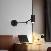 Nettlife Wandleuchte Innen Wandlampe Schwarz Vintage Schwenkbar Metall, Ohne Schalter Stecker, LED wechselbar, Schlafzimmer Treppenhaus Wohnzimmer