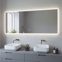 AQUABATOS Badspiegel LED Badspiegel IP44 mit Touchschalter Dimmbar Abgerundete/Scharfe Ecke (LED Badspiegel 160x70 140x70 100x70 cm mit Beleuchtung Lichtspiegel LED Spiegel Kosmetikspiegel Rasierspiegel Bad Spiegel mit licht beleuchtet 3 Lichtfarben,