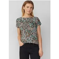 s.Oliver Kurzarmshirt T-Shirt Fließendes T-Shirt aus Viskosemix mit All-over-Muster