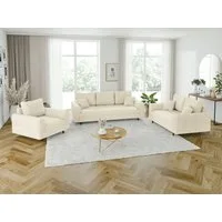 S-Style Möbel Polstergarnitur 3+2+1 Kristian mit Braun Holzfüßen aus Chenille-Stoff, (1x 3-Sitzer-Sofa, 1x 2-Sitzer-Sofa, 1x Sessel), mit Wellenfederung