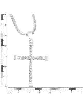 Zeeme Basic Halskette Silber 925 poliert mit Kreuz-Anhänger 55cm lang Königskette 2,2mm breit