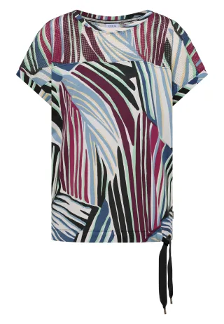 CECIL - T-Shirt mit Boatneck und Mesh-Einsatz palm breeze green - Gr. - L