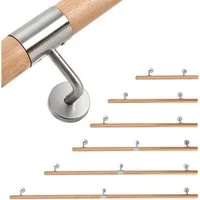 Clanmacy Handlauf 50cm mit gewinkelte Halter Stufe Wand Geländer Handlaufset, 50 cm Gesamtlänge, (Wandhandlauf Wandhalterung Innen & Außen), Wandhandlauf Wandhalterung Innen & Außen