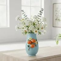 BOLTZE Dekovase Keramikvase Bella Arancia Türkis Orange 19cm Porzellan Mediterran (1 St)