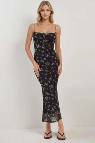 Bedrucktes Bodycon-Maxi-Kleid