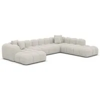 Sofa Dreams Wohnlandschaft Polster Stoffsofa Modern Ottomane Couch Samtstoff Formentera XXL, Loungesofa