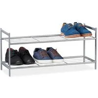 relaxdays Schuhregal mit 2 Ebene, silber