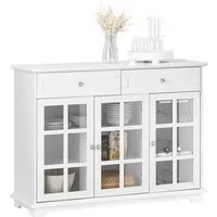 SoBuy Sideboard FSB77, Küchenschrank Kücheninsel mit Glastür Kommode Bartisch Esstisch Buffet