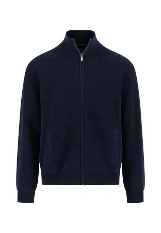 FYNCH-HATTON - Cardi Stand-Up, struct, Merino Cash navy - Gr. - 3XL