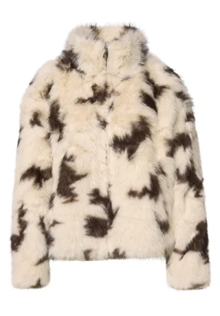 Street One - Webpelzjacke mit Animalprint beige - Gr. - 36