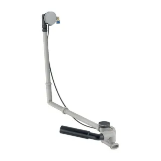 Geberit d52 Badewannenablauf 150711216 mit Drehbetätigung und Zulauf, mit Fertigbauset, Länge 73cm, hochglanz-verchromt
