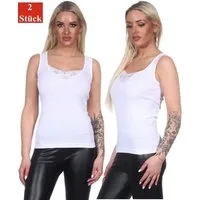 EloModa Unterhemd Damen Unterhemd 2er Set - 100% Baumwolle, Mit Spitze, (2-St., 2er-Pack) unterhemd aus 100 % baumwolle