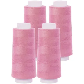 buttinette Overlockgarn im 4er-Pack, Stärke 120, 2500m-Spule, rosa