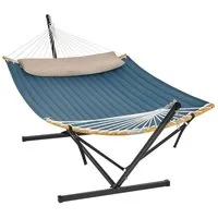 SONGMICS Hängematte, mit Gestell, Kissen, bis 200 kg belastbar, 200 x 140 cm (L x B)