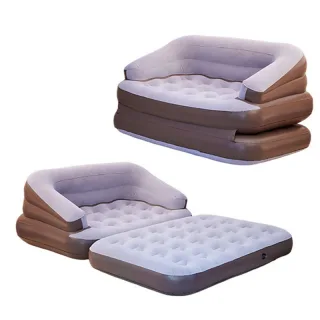 Xmund 2-in-1 Inflatable Couch Air Mattress Sofa Bed Plus Loveseat Couches, Portable Folding Couch for Living Room, Home,