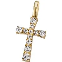 Firetti Kreuzanhänger Schmuck Geschenk Gold 375 Halsschmuck Anhänger Halskette Kreuz, mit Zirkonia (synth)