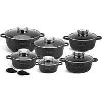 Edenberg Topf-Set Exklusive 12-teilige Töpfe - die perfekte Kombination von Stil, Aluminiumguss, Aluminium, Edelstahl, Keramik (Multifunktional, geeignet zum Kochen, Braten und Backen!, 12-tlg., Es ist eine perfekte Geschenkidee für jeden Anlass), In