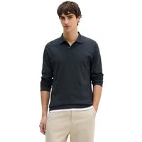 Marc O'Polo Langarm-Poloshirt aus Baumwoll-Leinen-Mix