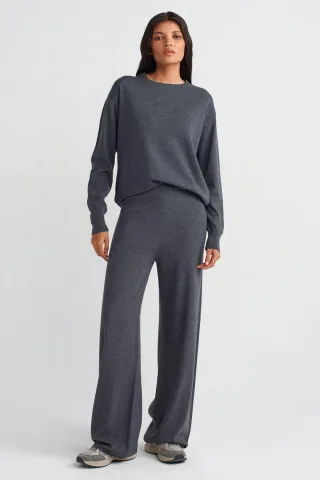 Damen weit geschnittene Lurex-Strickhose
