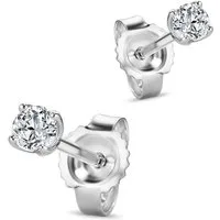 Miore Paar Ohrstecker Damen 9K (375) Weißgold mit Diamanten 0,15 ct oder 0,25 ct, 2,5 x 2,5mm oder 3 x 3mm
