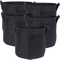 Intirilife Pflanzkübel (5x Vlies Pflanzsack in 20 Liter - 5 Gallon - 30 x 25 cm, 5 St), Pflanzen Übertopf aus Vliesstoff Blumentopf Pflansack Gefäß Griffe